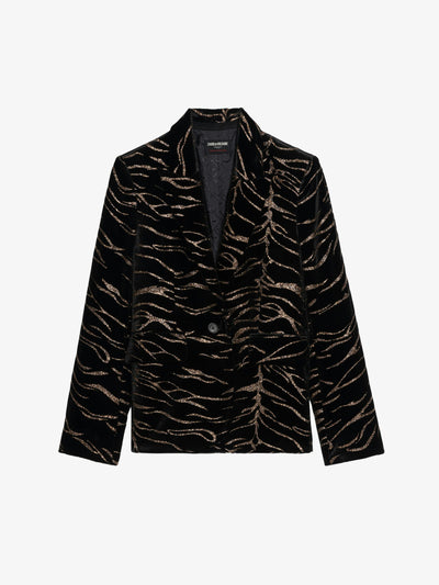 VAVY SEQUIN VELVET BLAZER TIGER IN BLACK