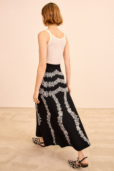 VALENCIA JACQUARD MIDI SKIRT IN BLACK
