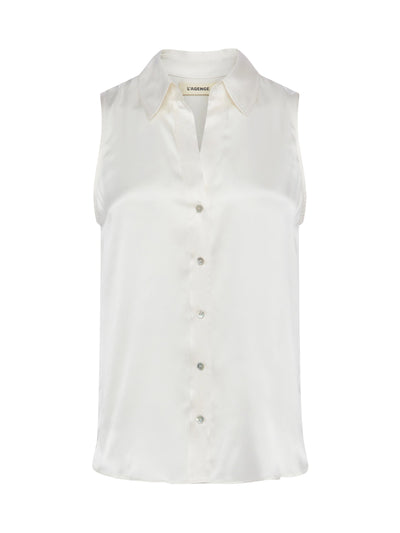 EMMY SLEEVELESS BLOUSE IN IVORY - Romi Boutique