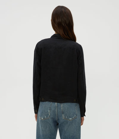 JEAN LINEN JACKET IN BLACK - Romi Boutique