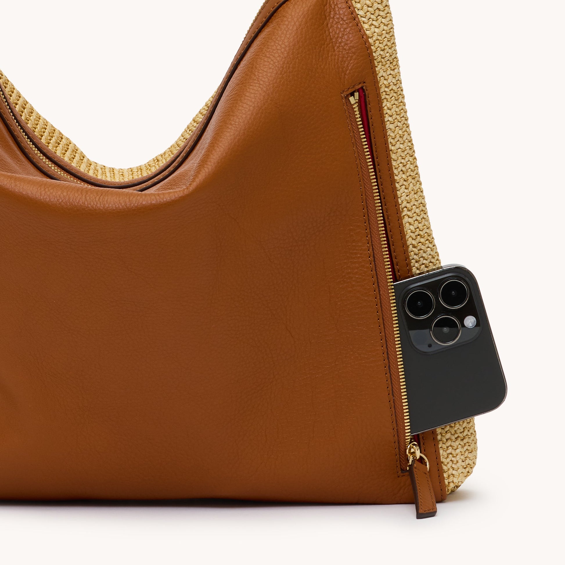 Hammitt KYLE LARGE IN COCOA RAFFIA/GOLD at Romi Boutique
