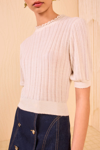 GEMMA SHORT SLEEVE KNIT TOP IN PRISTINE