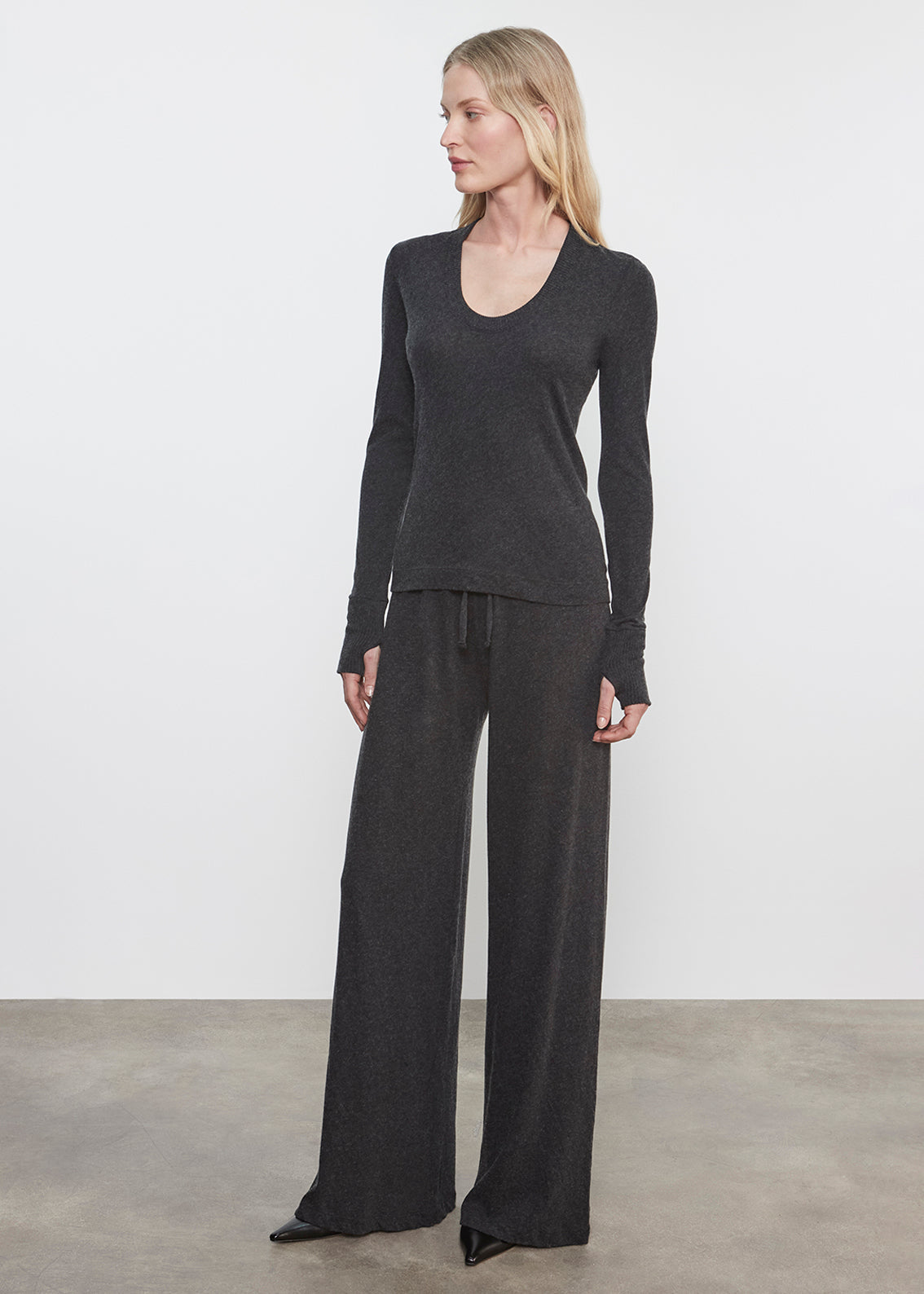 Cashmere Easy Cuffed U Top