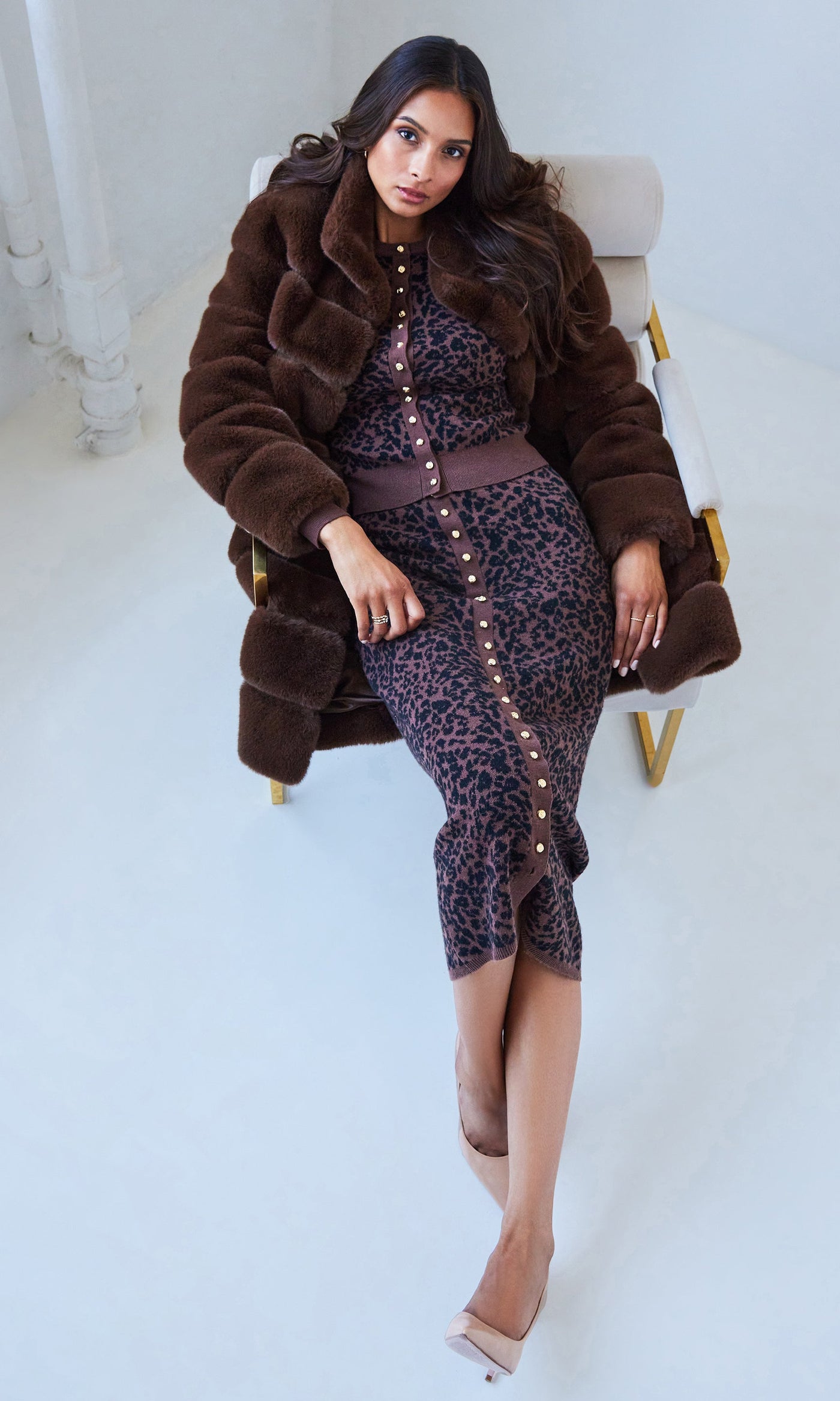CHRISTIE FAUX FUR COAT IN HAZELNUT
