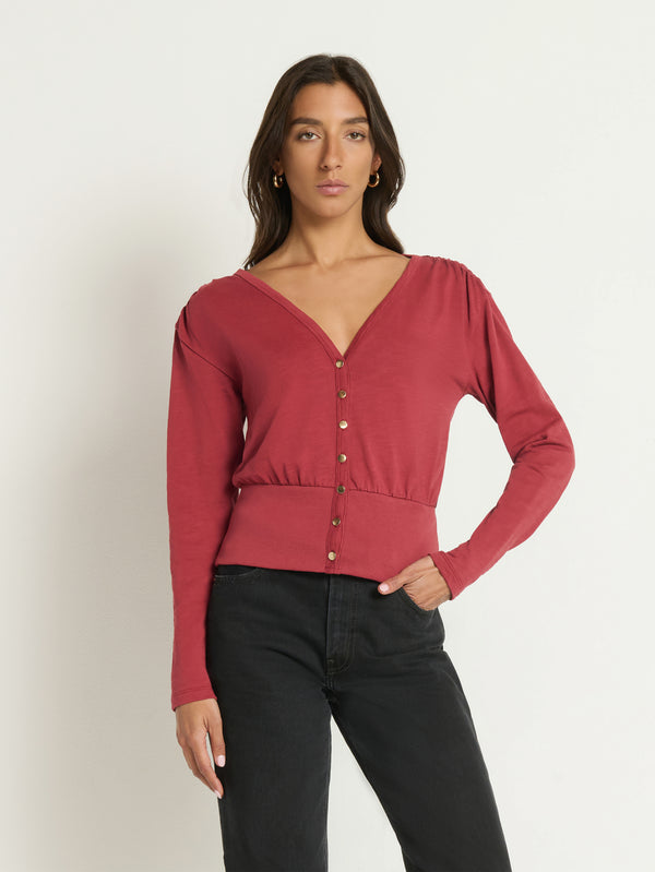 COLETTE CARDIGAN TOP IN RUSSET