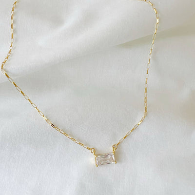 LEIGHTON CZ GOLD FILLED PENDANT NECKLACE IN GOLD