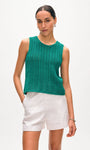 White & Warren LOFTY COTTON CROCHET SLEEVELESS TANK at Romi Boutique
