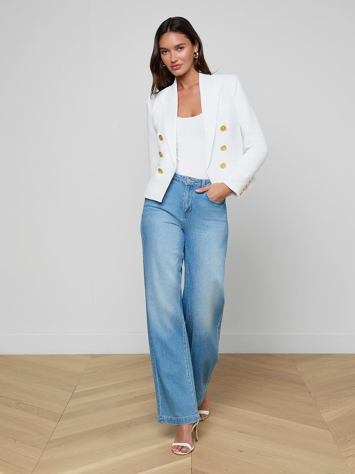 L'Agence BROOKE OPEN-FRONT BLAZER at Romi Boutique