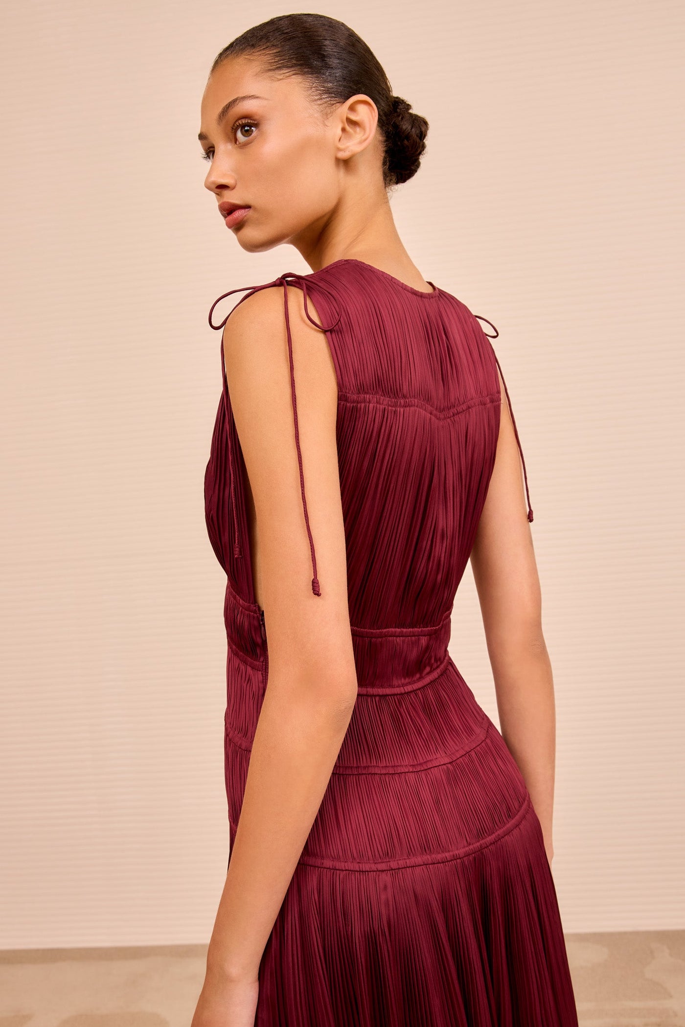 TASNEEM DEEP V GOWN IN CLARET