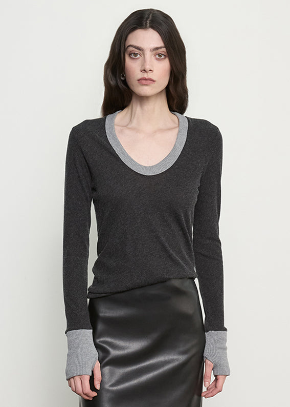 Enza Costa Fine Cashmere Easy Cuffed U Shirt at Romi Boutique
