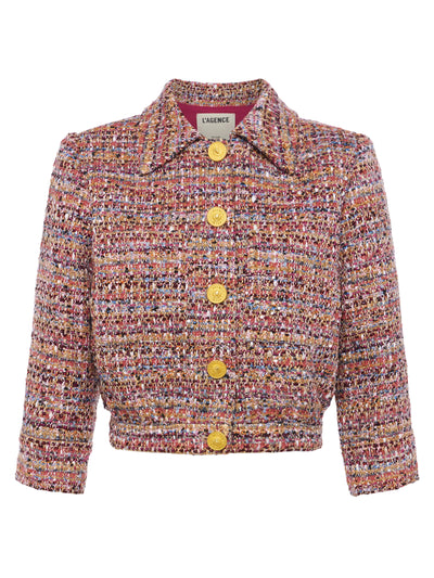 JIA TWEED JACKET IN MAUVE/TAN MULTI
