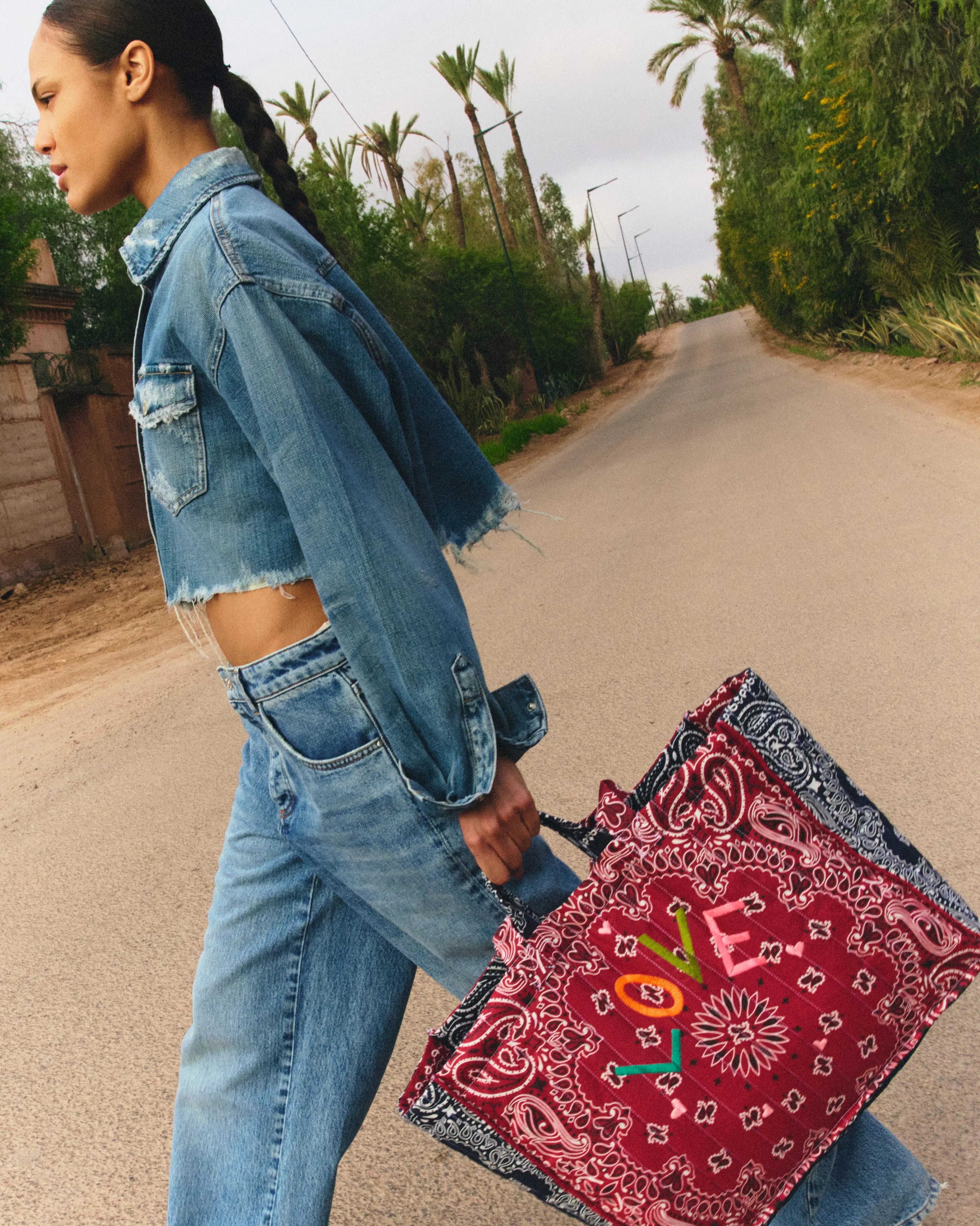Call It By Your Name Maxi Quilted Cabas Tote Love at Romi Boutique