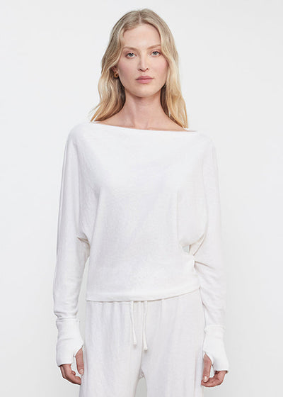 CASHMERE DOLMAN TOP IN WHITE