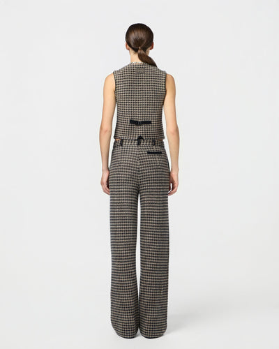 HOUNDSTOOTH TAILORED TROUSER IN BLACK/DUNE