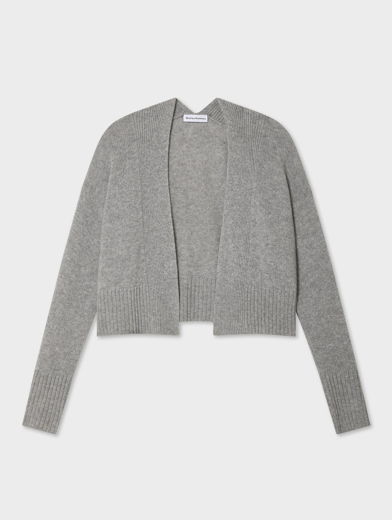 CASHMERE OPEN FRONT CARDIGAN IN GREY HEATHER