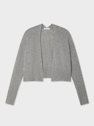 CASHMERE OPEN FRONT CARDIGAN IN GREY HEATHER