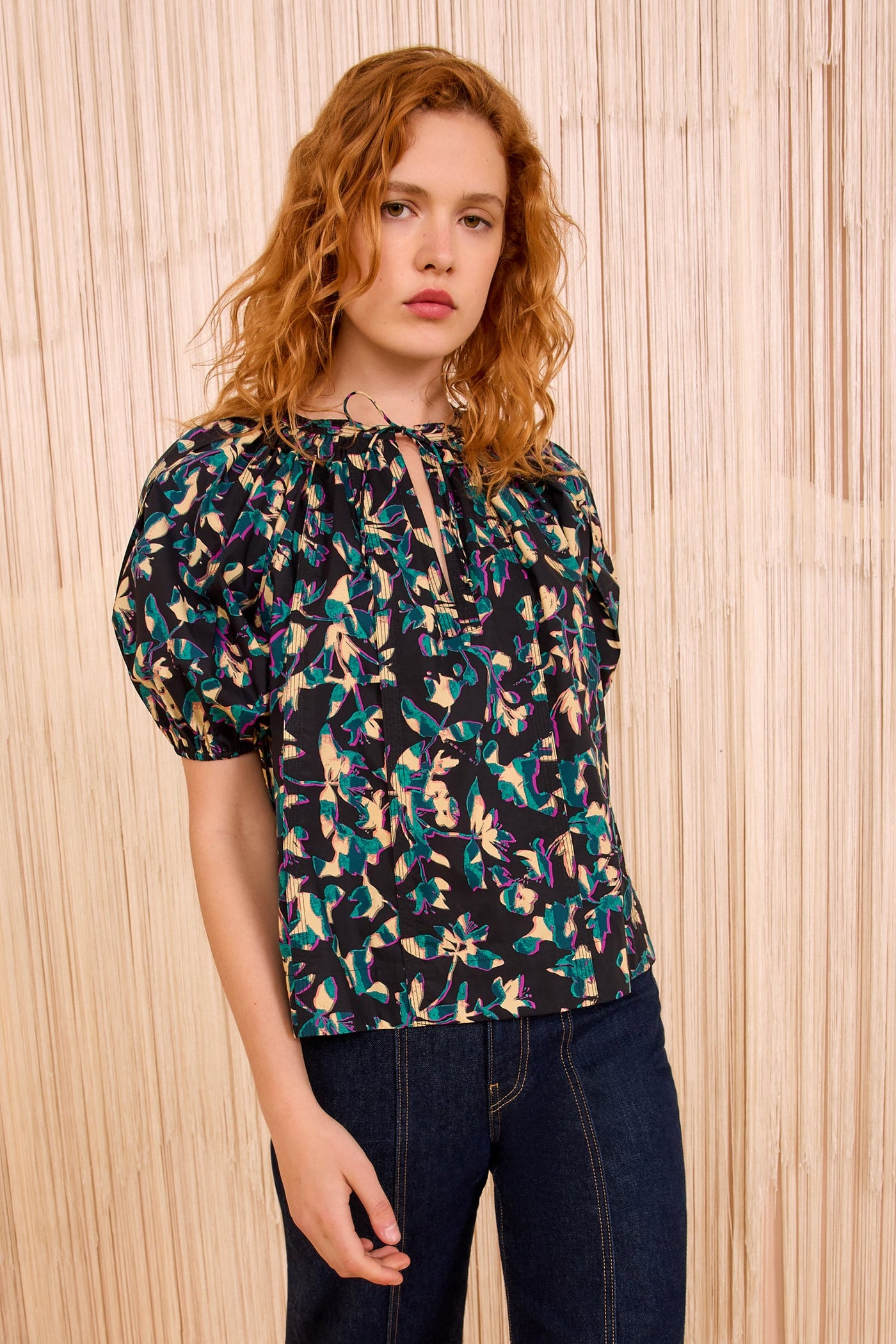 LOLI SHORT SLEEVE BLOUSE IN KALEIDOSCOPE - Romi Boutique