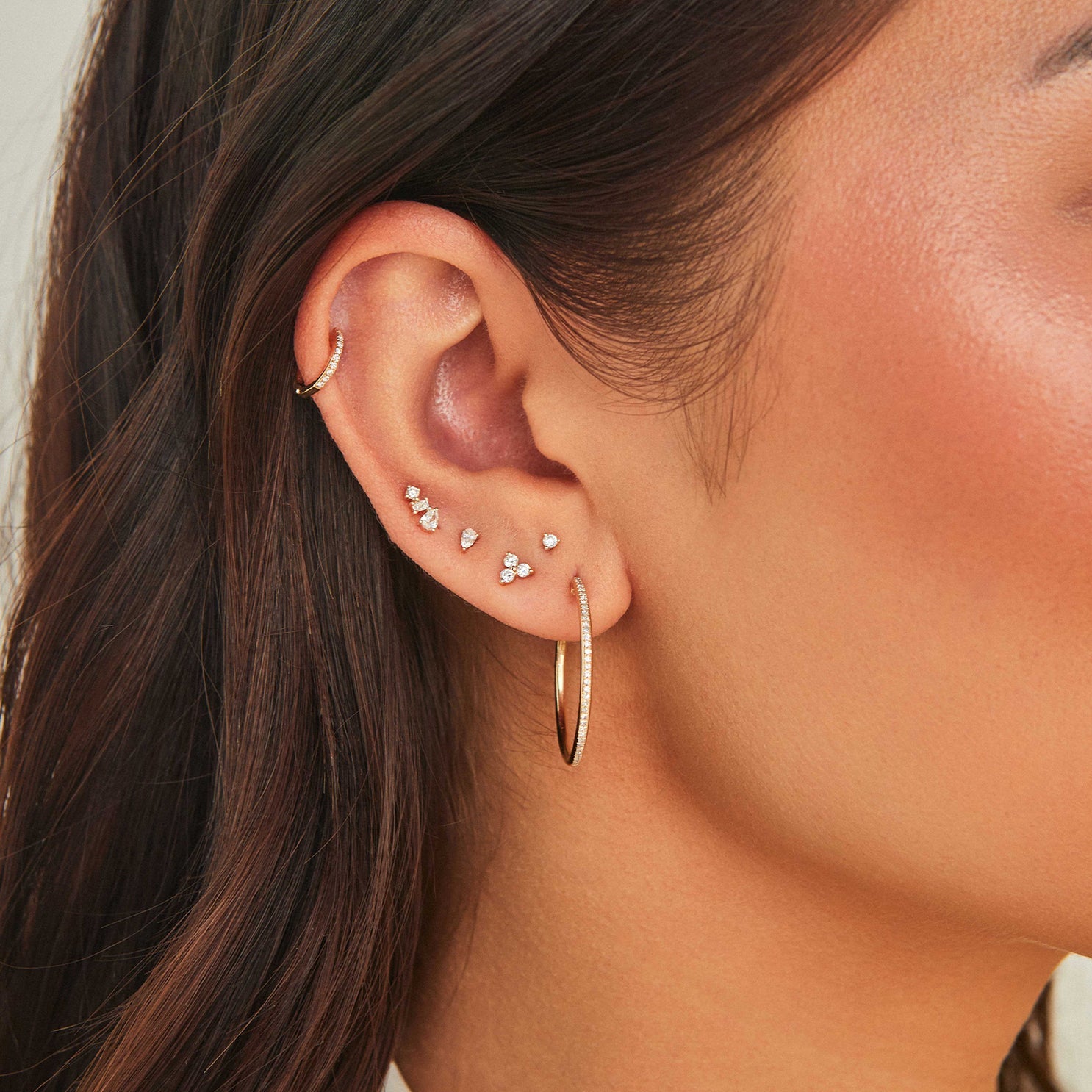 EF Collection Diamond Multifaceted Stud Earrings at Romi Boutique