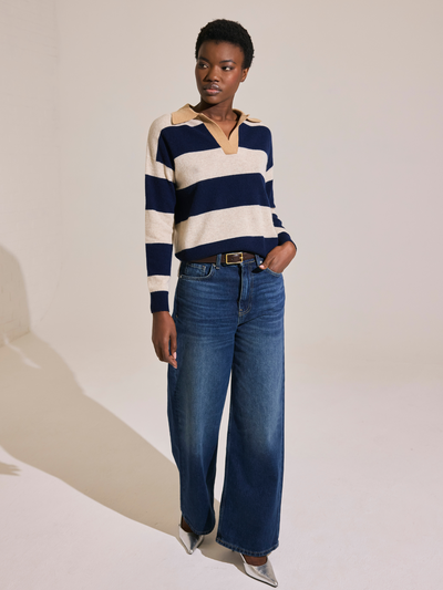 RUBY RUGBY CASHMERE POLO IN NAVY