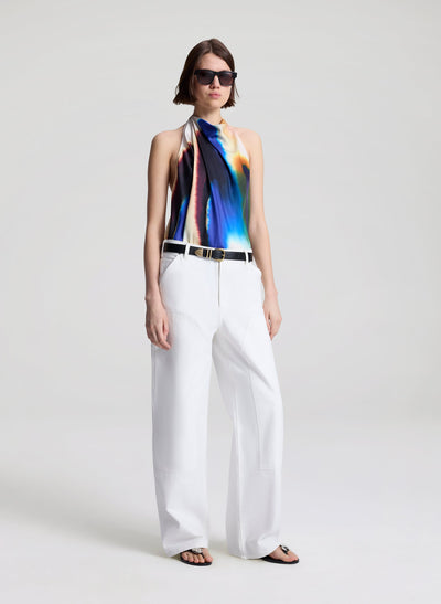 ADA PRINTED HALTER TOP IN LAPIS MULTI