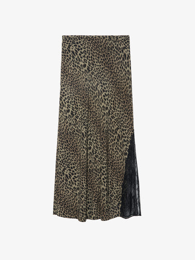 JAYLA MIDI LEOPARD PRINT SKIRT IN LEAVES