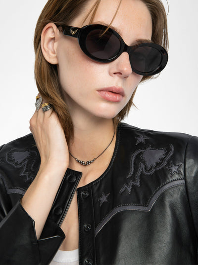 LUXI LEATHER JACKET IN BLACK