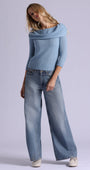 Minnie Rose CASHMERE POINTELLE OFF SHOULDER W/ TIER at Romi Boutique