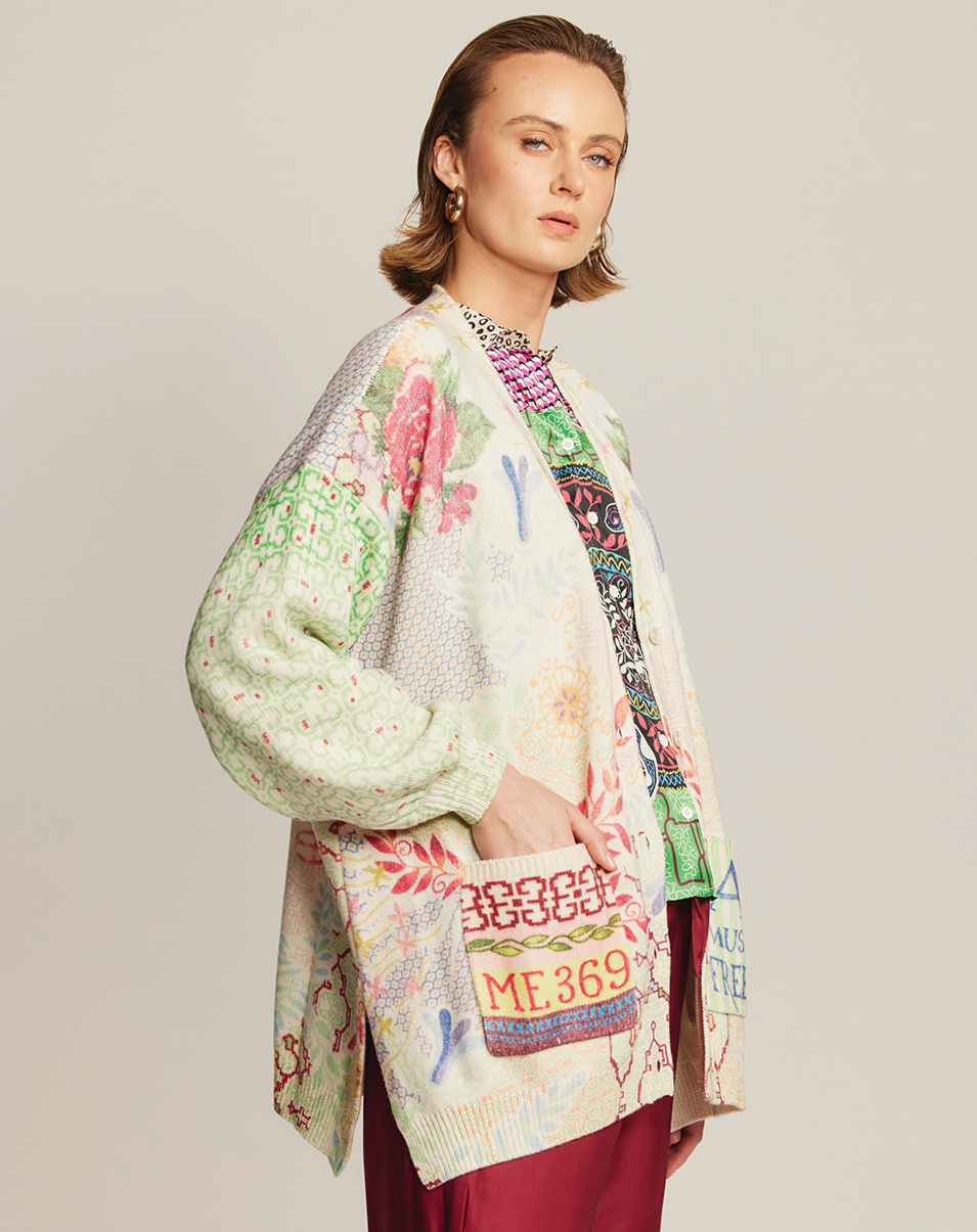 Me369 LIV LONG PRINTED CARDIGAN at Romi Boutique