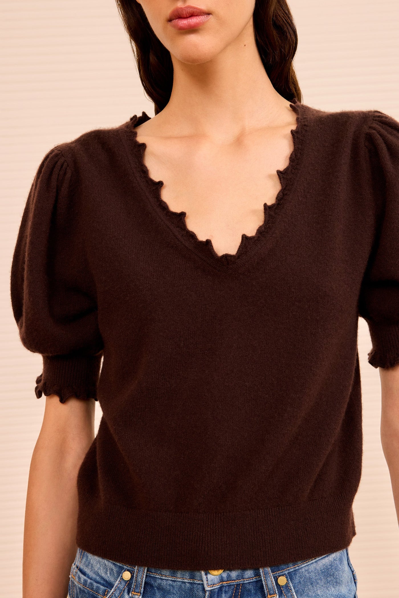 POLLINE SHORT SLEEVE TOP IN WENGE