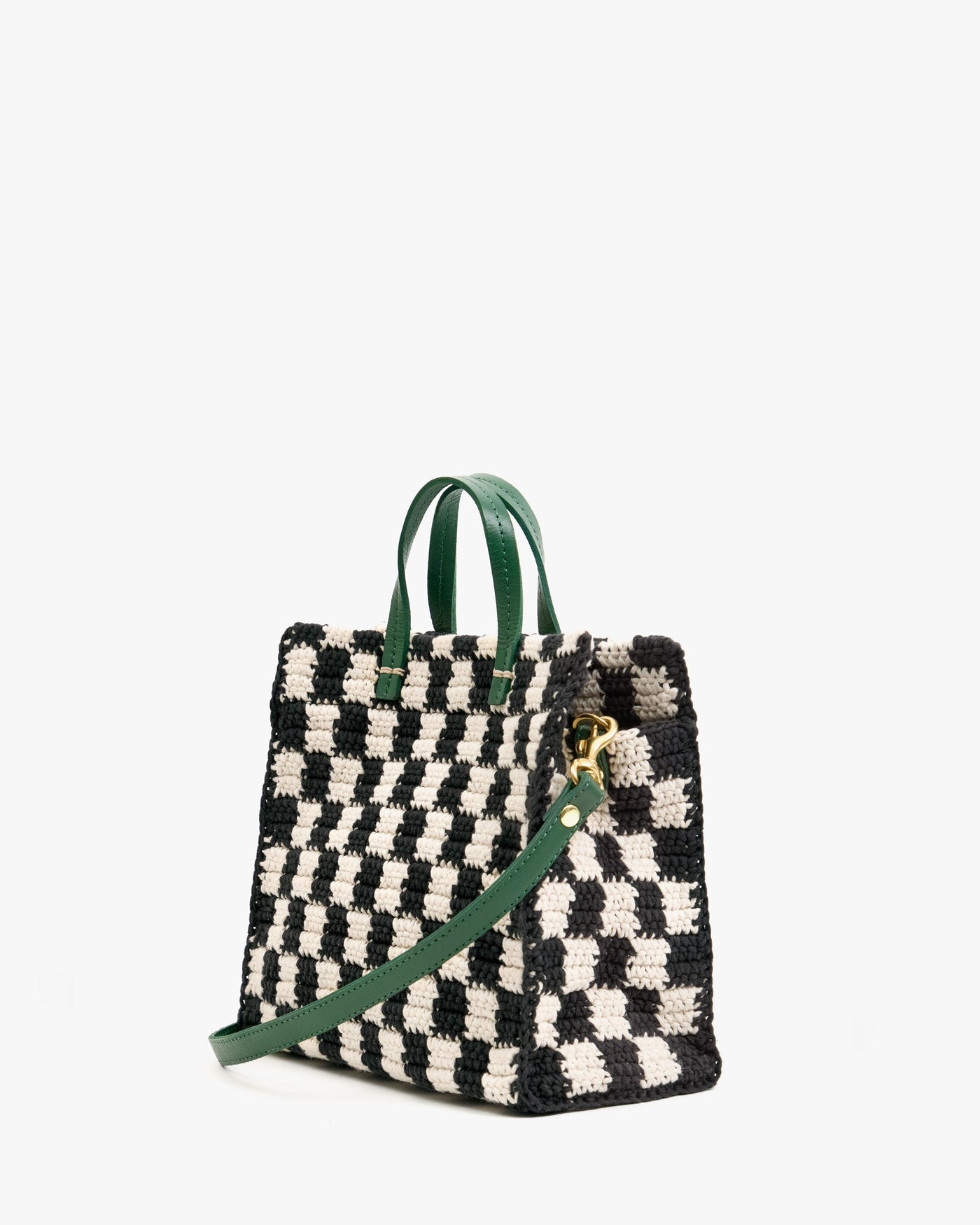 PETIT SUMMER SIMPLE TOTE IN BLACK AND CREAM CROCHET CHECKER - Romi Boutique