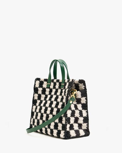 PETIT SUMMER SIMPLE TOTE IN BLACK AND CREAM CROCHET CHECKER - Romi Boutique