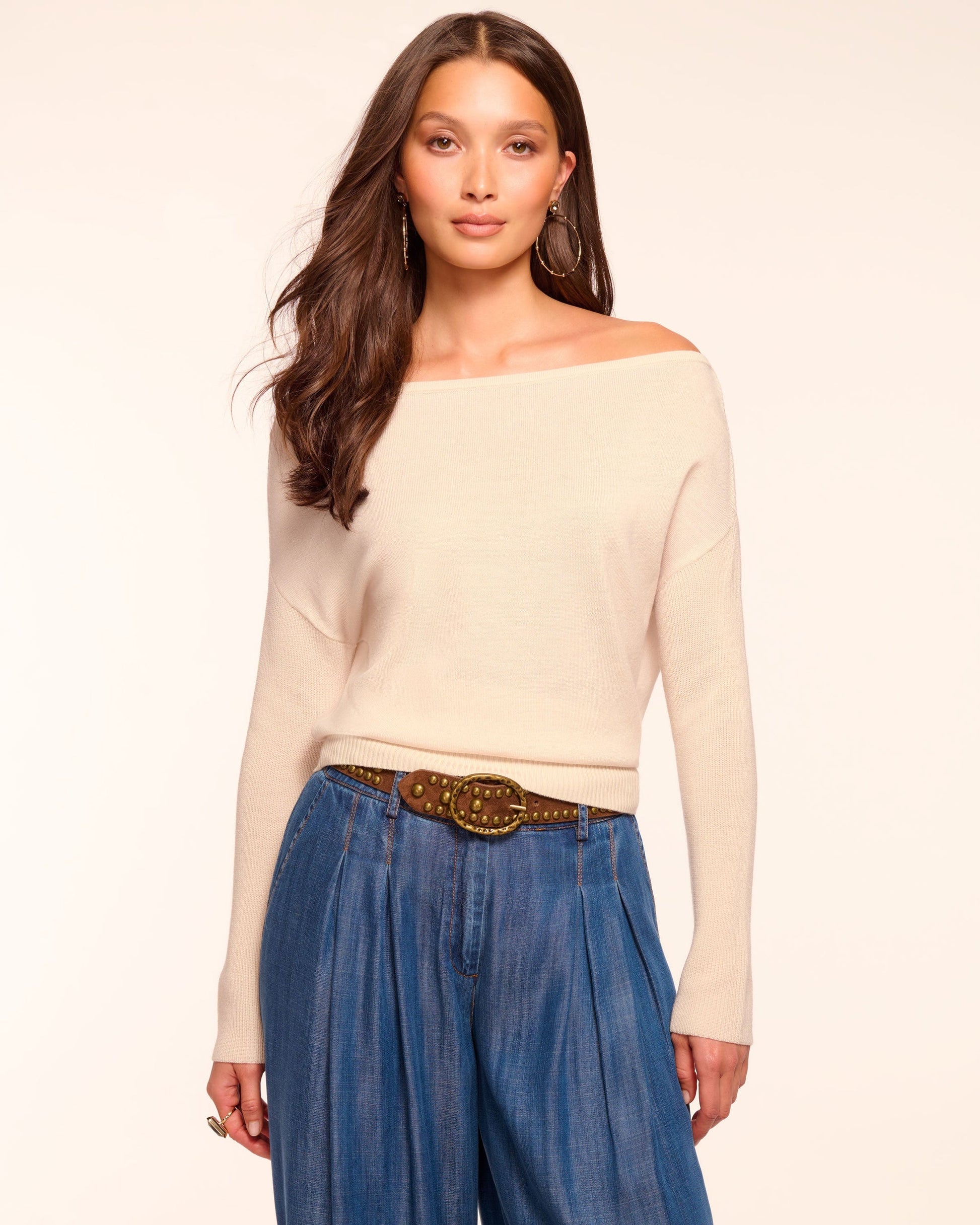 Ramy Brook Chance Merino Off-The-Shoulder Sweater at Romi Boutique