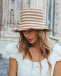 Freya Striped Scallop Crochet Bucket Hat at Romi Boutique