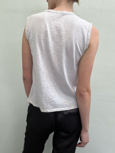 MUSCLE SHELL IN SUPIMA SLUB IN CEMENT - Romi Boutique