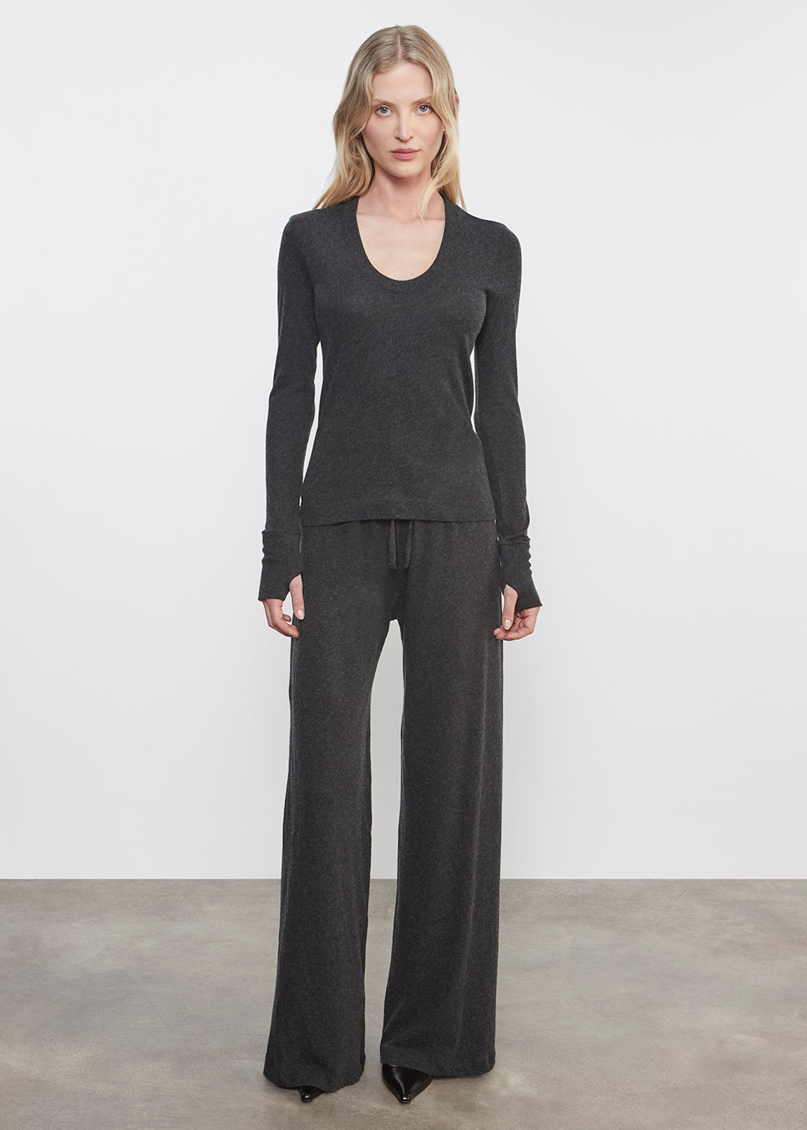 Cashmere Easy Cuffed U Top