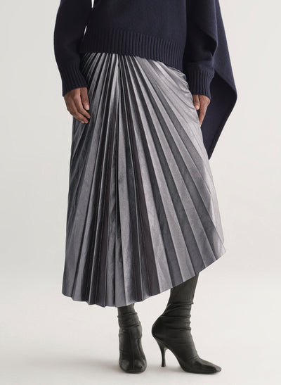 TRACY VEGAN SKIRT IN SLATE METALLIC