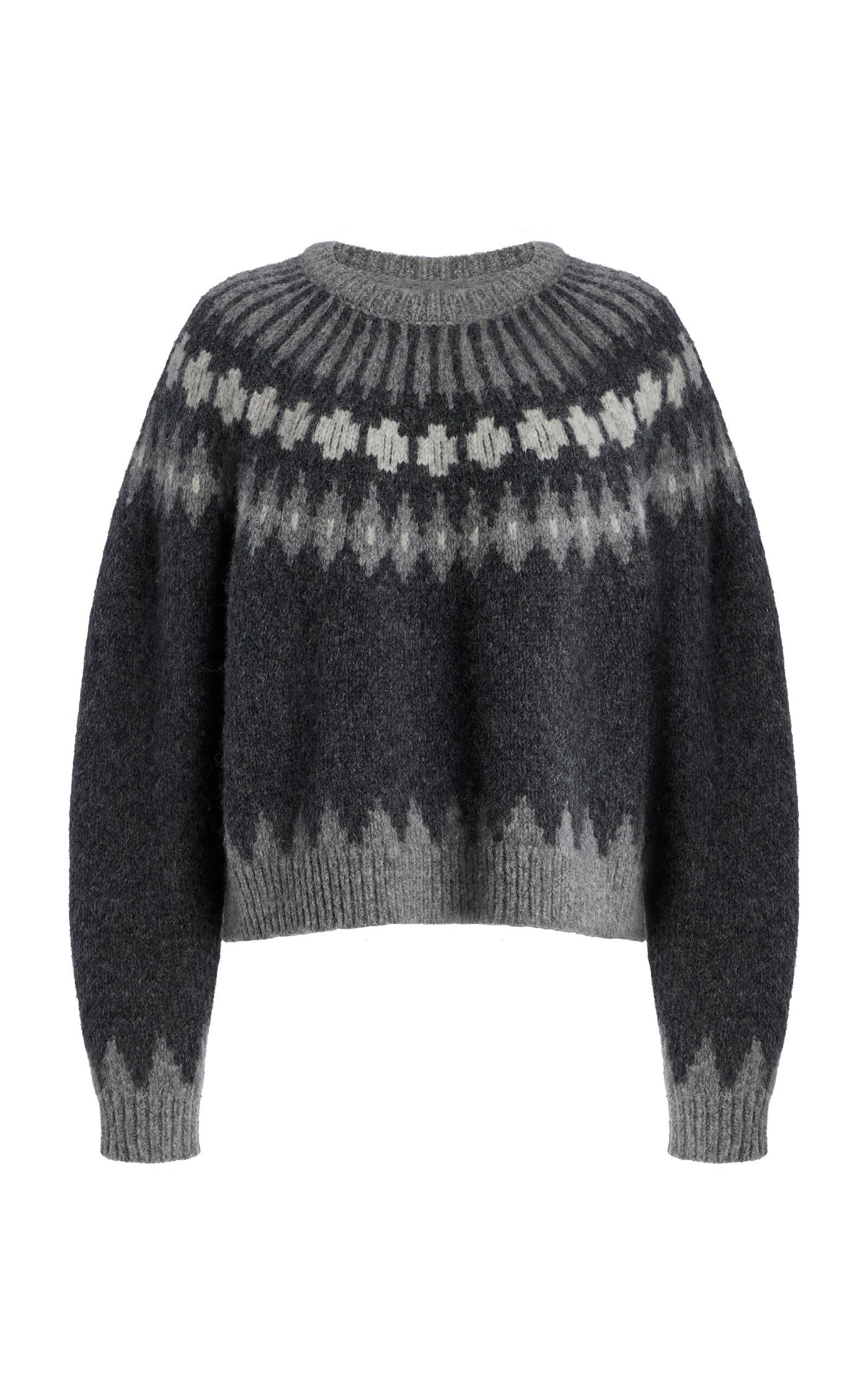 ALENA SWEATER IN DARK GREY MELANGE FAIR ISLE