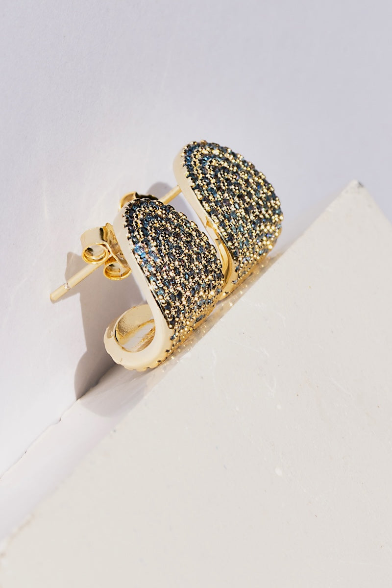 Native Gem ARC STUDS IN LONDON BLUE at Romi Boutique