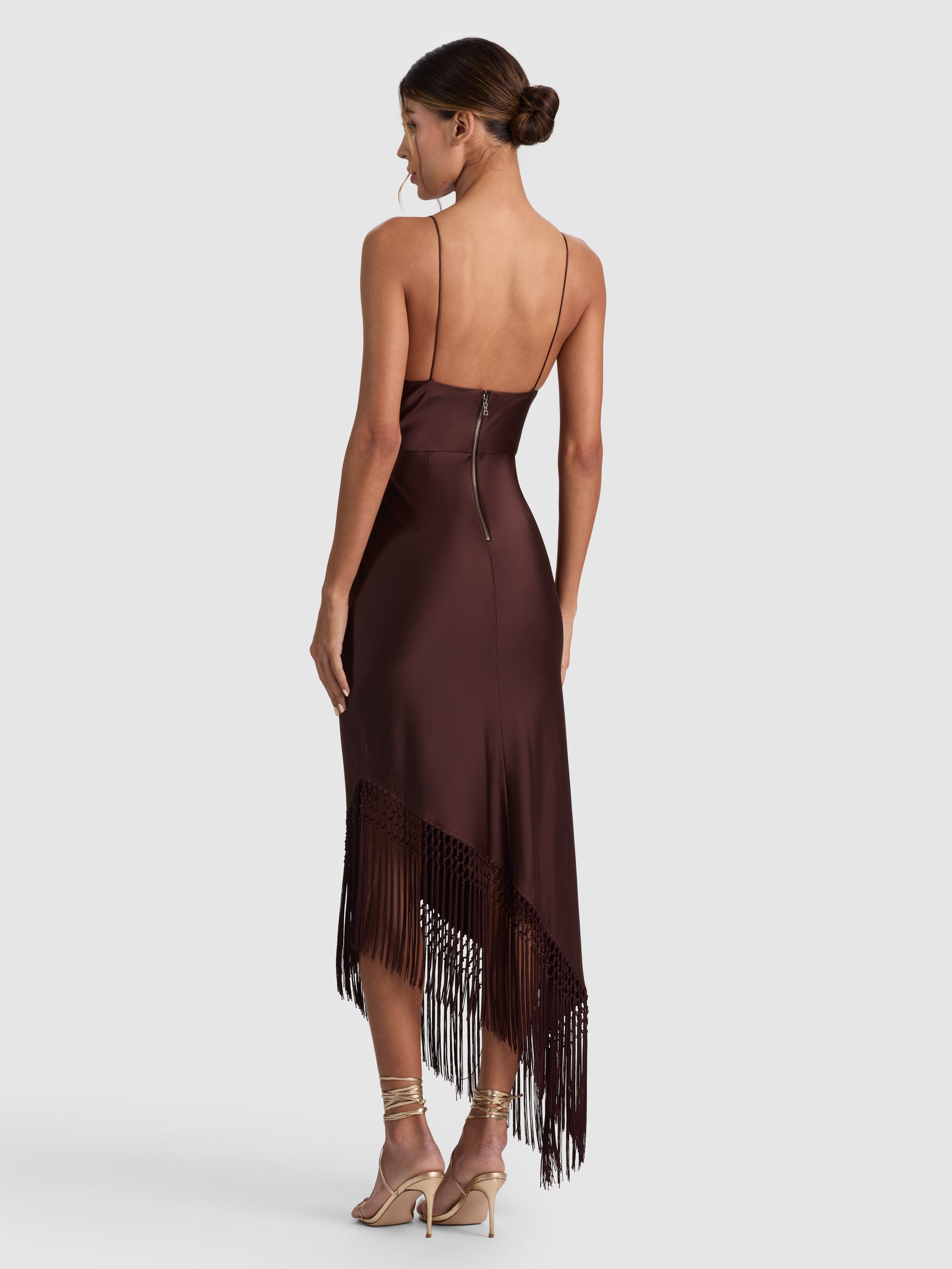 Harmony Asymmetrical Fringe Maxi Dress