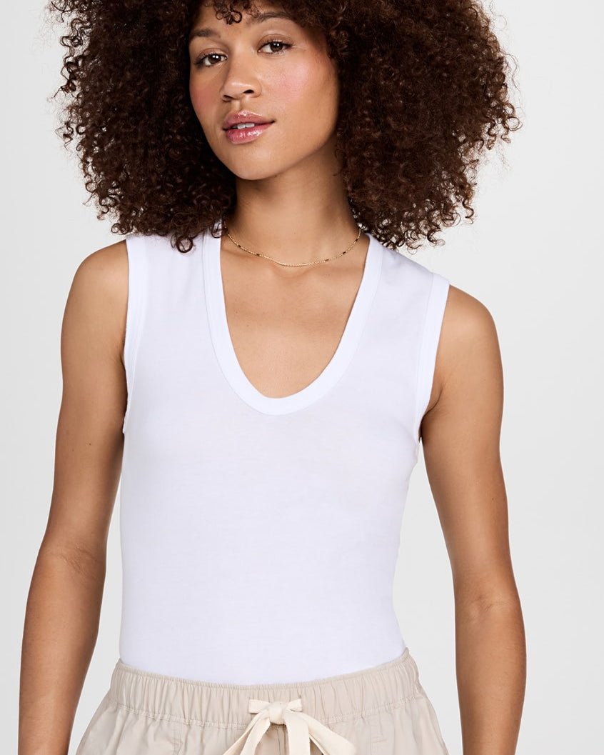 Enza Costa SUPIMA COTTON SLEEVELESS V at Romi Boutique