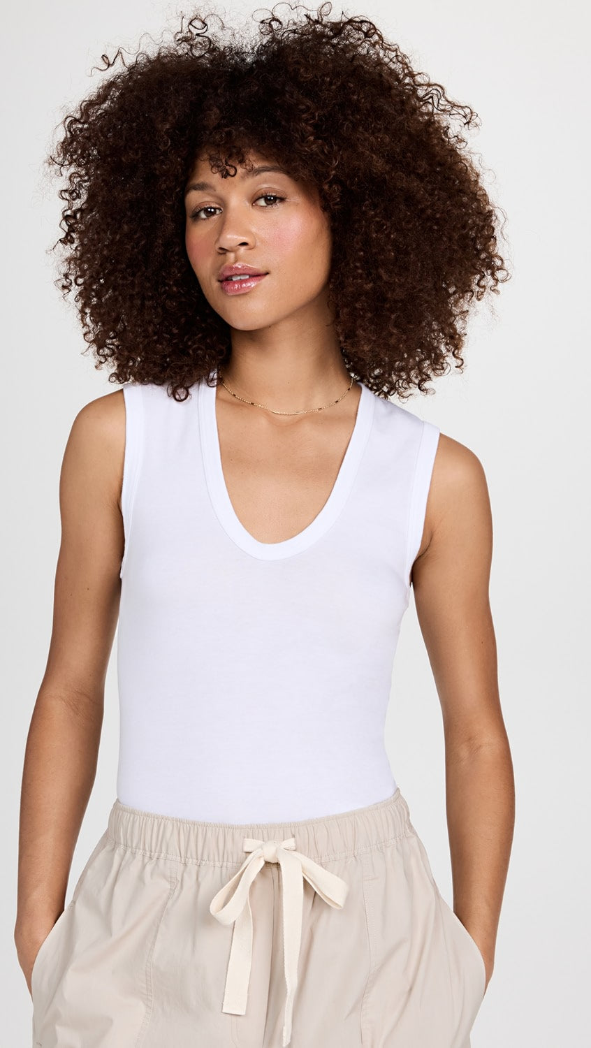 Enza Costa SUPIMA COTTON SLEEVELESS V at Romi Boutique