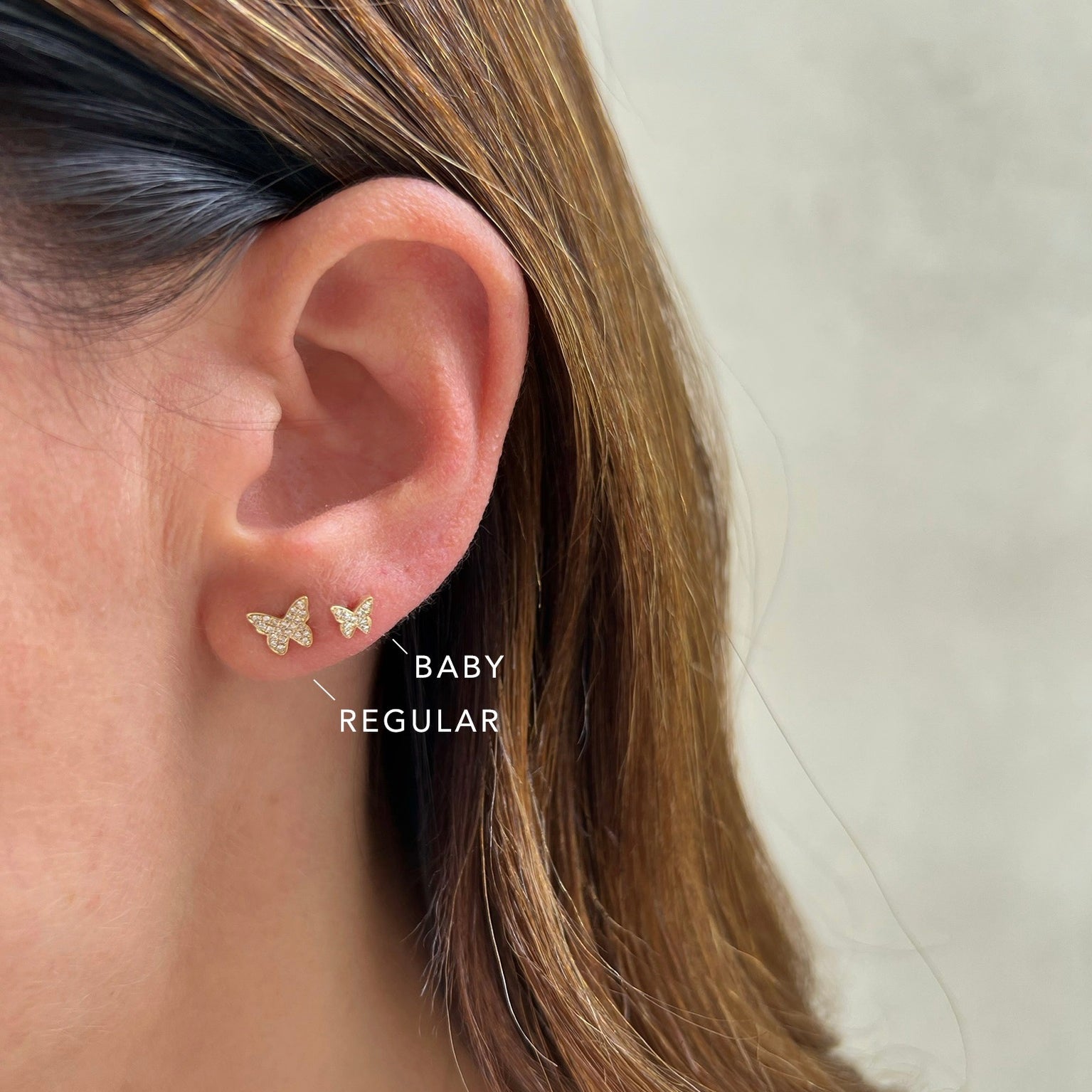 EF Collection Diamond Baby Butterfly Stud Earrings at Romi Boutique