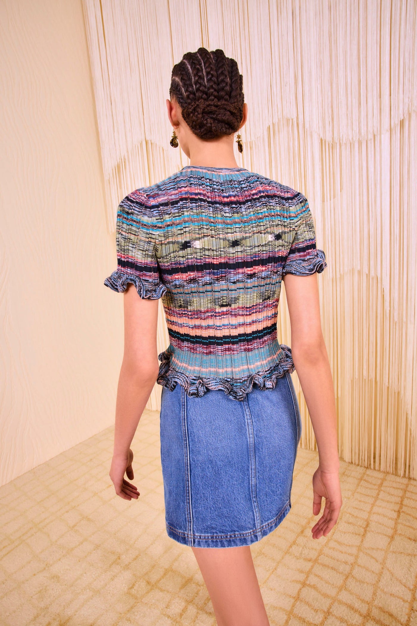 MIYA SHORT SLEEVE KNIT TOP IN AZURITE