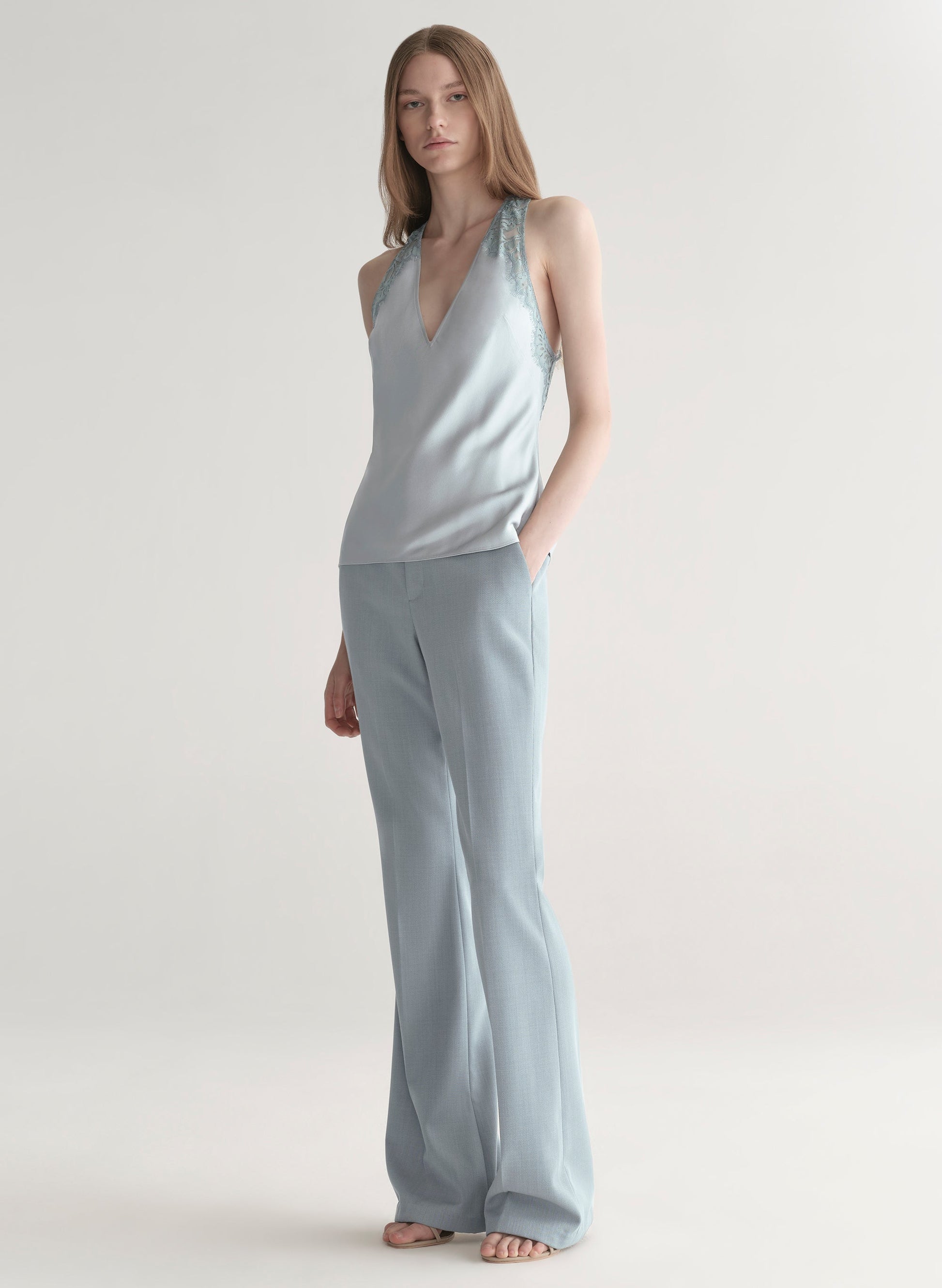 A.L.C Wes Satin and Lace Top at Romi Boutique