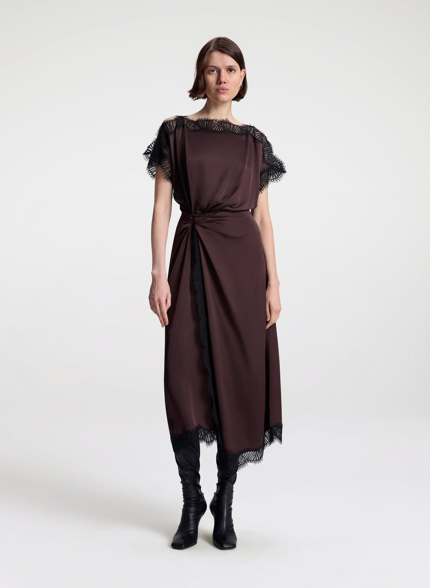 LUNA DRESS IN COCOA/BLACK - Romi Boutique