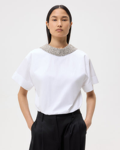 FOREVER AND ALWAYS W/ CRYSTAL COLLAR IN WHITE