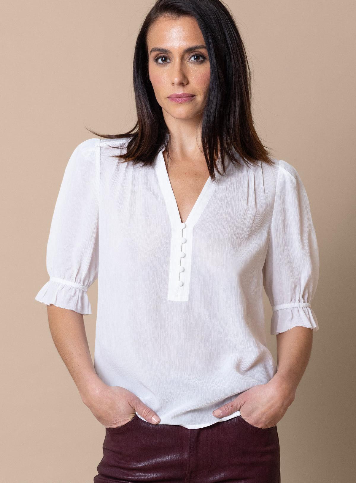 Go Silk Go Evermore Blouse at Romi Boutique