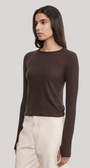 Enza Costa CASHMERE EASY CUFFED CREW at Romi Boutique
