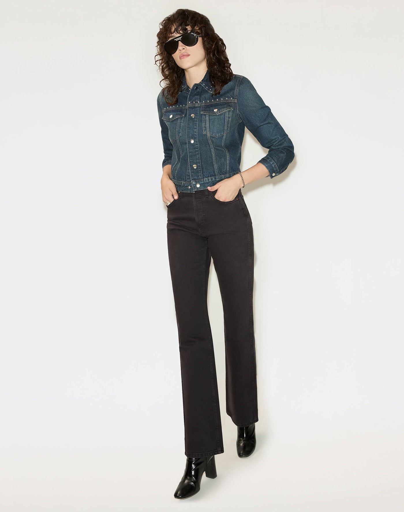 BABY TRUCKER JACKET IN BARELY WORN STUD - Romi Boutique