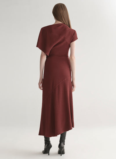 DENA CREPE MIDI DRESS IN BLACK CHERRY